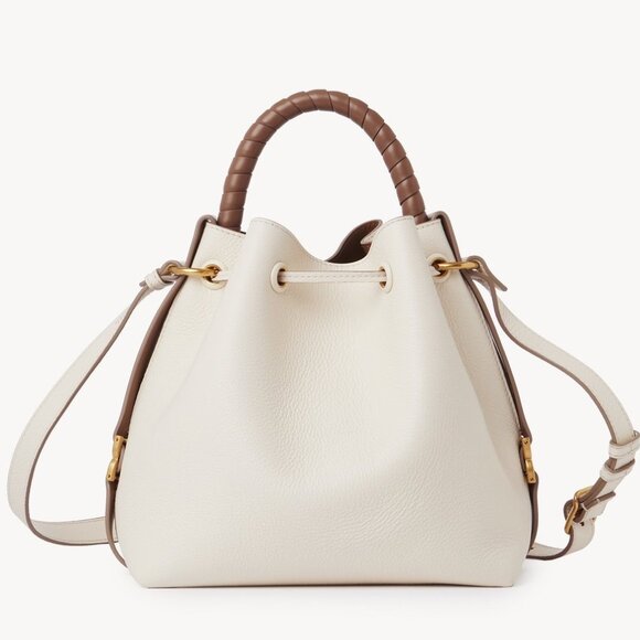 Chloé Marcie Grained Calfskin Bucket Bag Misty Ivory - Picture 9 of 16